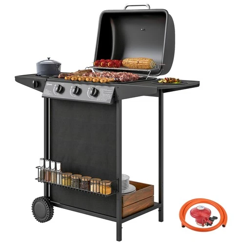 Outsunny 4 Burner Gas Barbecue Grill ,BBQ Grill with Lid