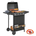 Outsunny 4 Burner Gas Barbecue Grill ,BBQ Grill with Lid