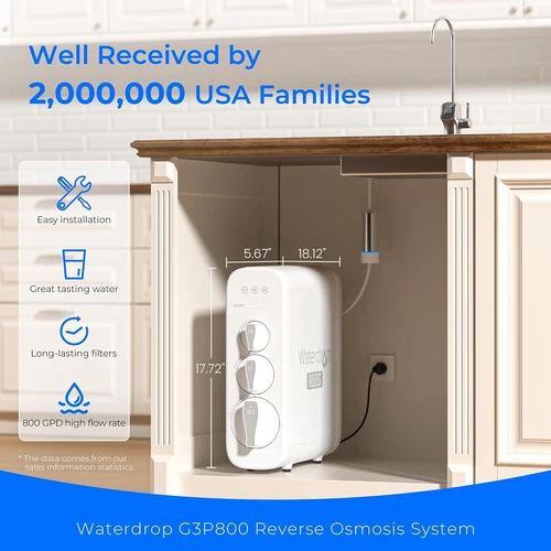 Waterdrop G3P800 Reverse Osmosis System,Tankless, With UV-Certified Refurbished