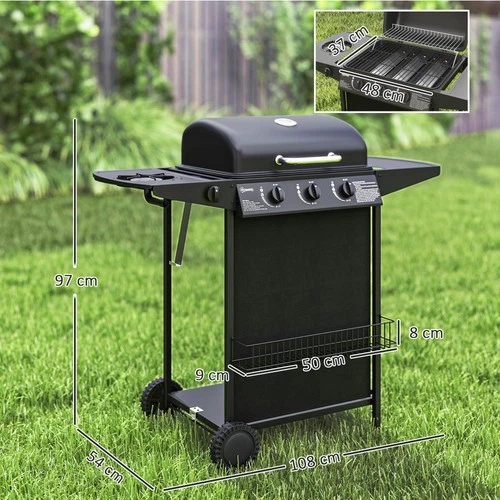 Outsunny 4 Burner Gas Barbecue Grill ,BBQ Grill with Lid