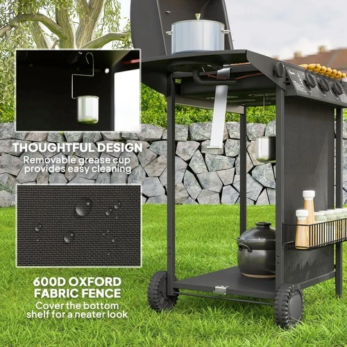 Outsunny 4 Burner Gas Barbecue Grill ,BBQ Grill with Lid
