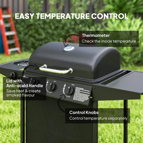 Outsunny 4 Burner Gas Barbecue Grill ,BBQ Grill with Lid